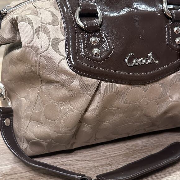 Coach Ashley Shoulder Bag Purse Brown Tan Signature Satchel Y2K 2000s Style EUC - Picture 3 of 15